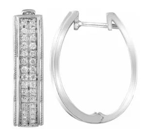 0.50ct Diamond Huggie Earrings In 9Ct White Gold