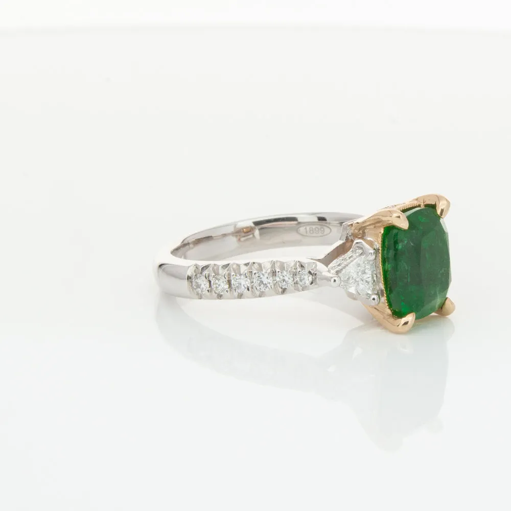 18ct White & Yellow Gold 2.67ct Emerald & Diamond Ring