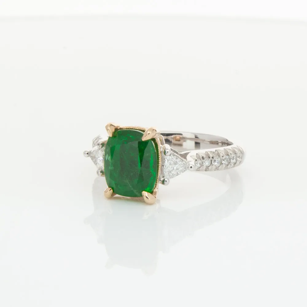 18ct White & Yellow Gold 2.67ct Emerald & Diamond Ring