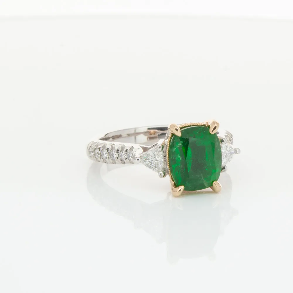 18ct White & Yellow Gold 2.67ct Emerald & Diamond Ring