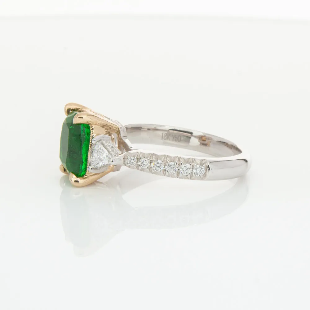 18ct White & Yellow Gold 2.67ct Emerald & Diamond Ring