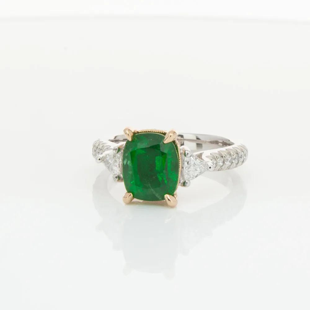 18ct White & Yellow Gold 2.67ct Emerald & Diamond Ring