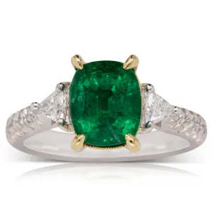 18ct White & Yellow Gold 2.67ct Emerald & Diamond Ring
