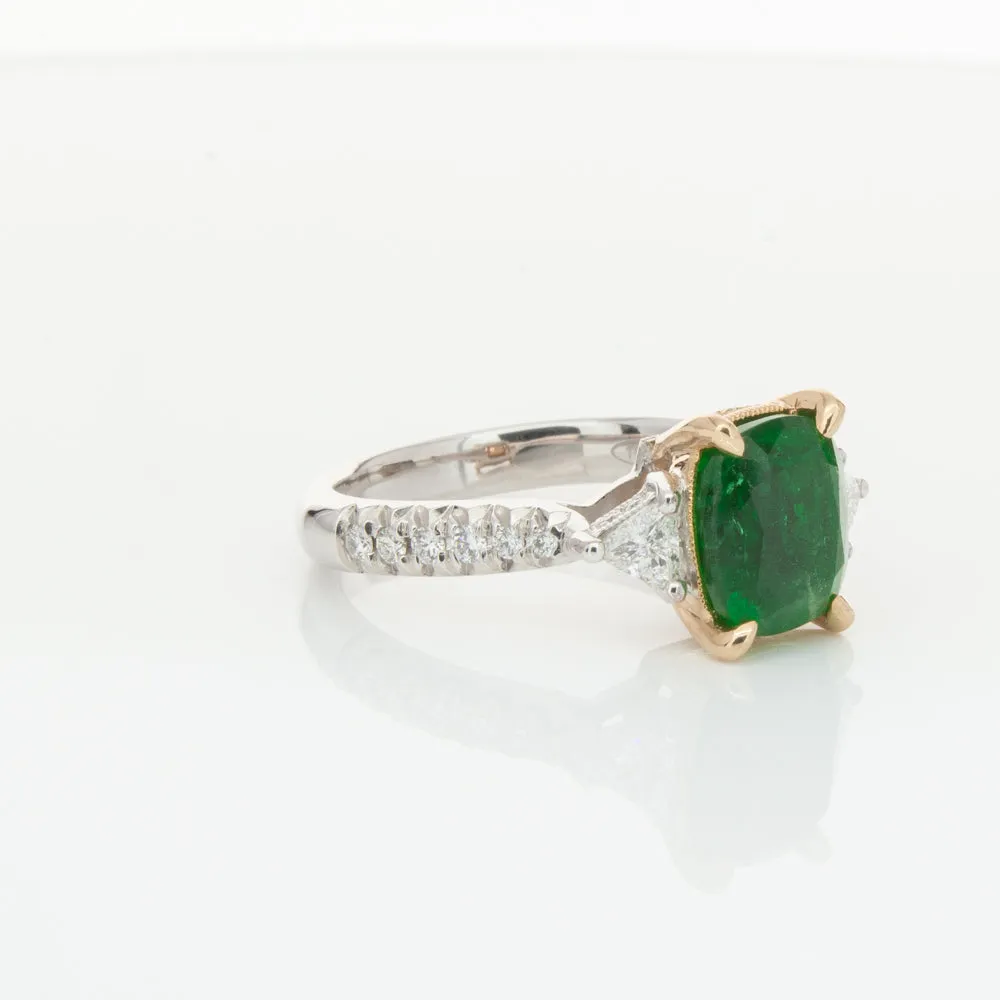 18ct White & Yellow Gold 2.67ct Emerald & Diamond Ring