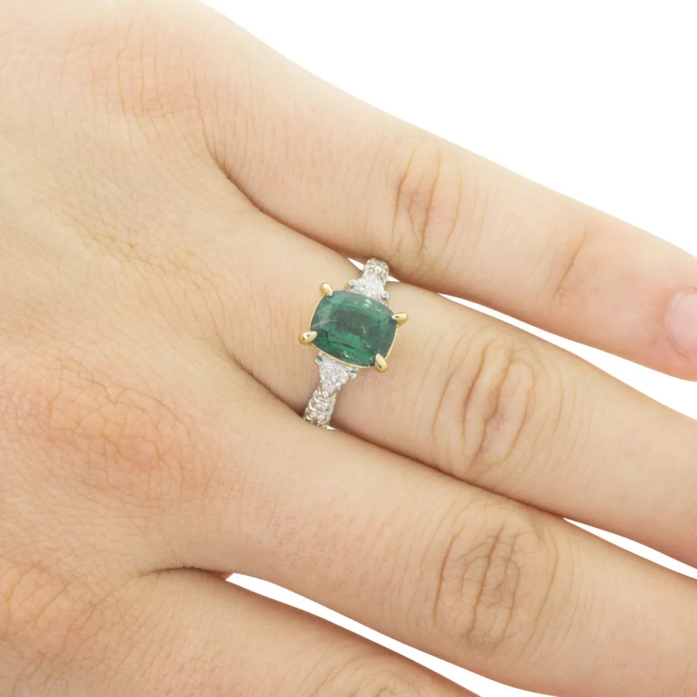 18ct White & Yellow Gold 2.67ct Emerald & Diamond Ring