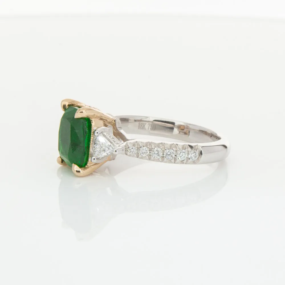 18ct White & Yellow Gold 2.67ct Emerald & Diamond Ring
