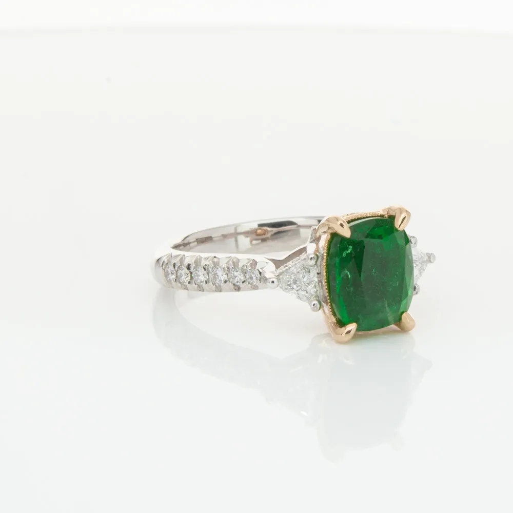 18ct White & Yellow Gold 2.67ct Emerald & Diamond Ring