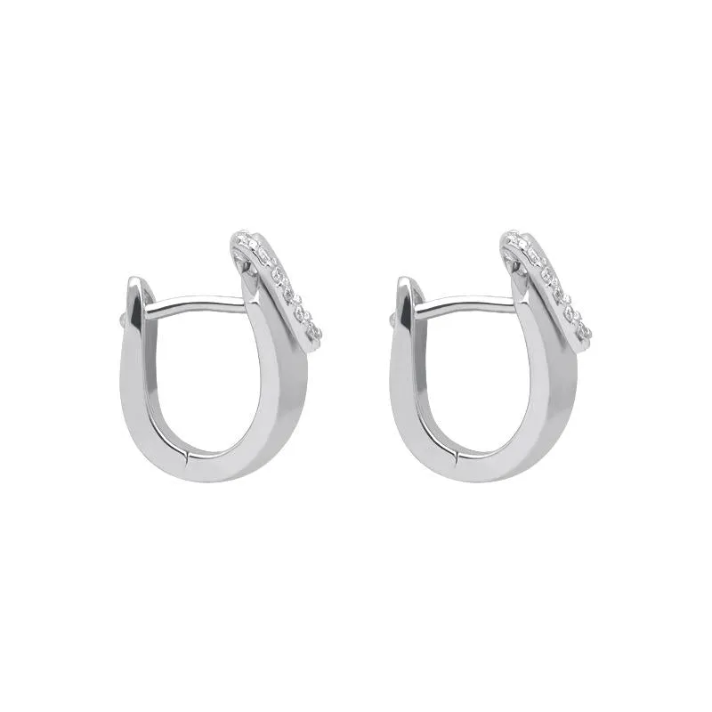 18ct White Gold 0.33ct Diamond Satin Wedge Hoop Earrings