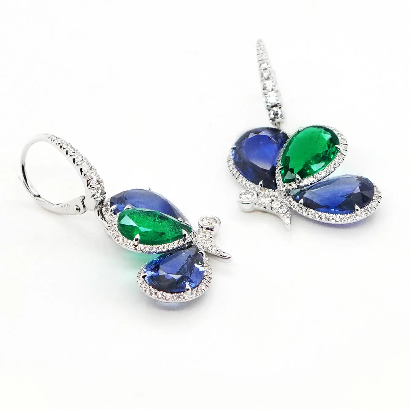 3.00 / 11.17 cts Emerald with Blue Sapphire Earrings