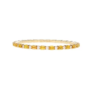 7.55 CT Oval-Cut Yellow Sapphire & Diamond Stretch Tennis Bracelet