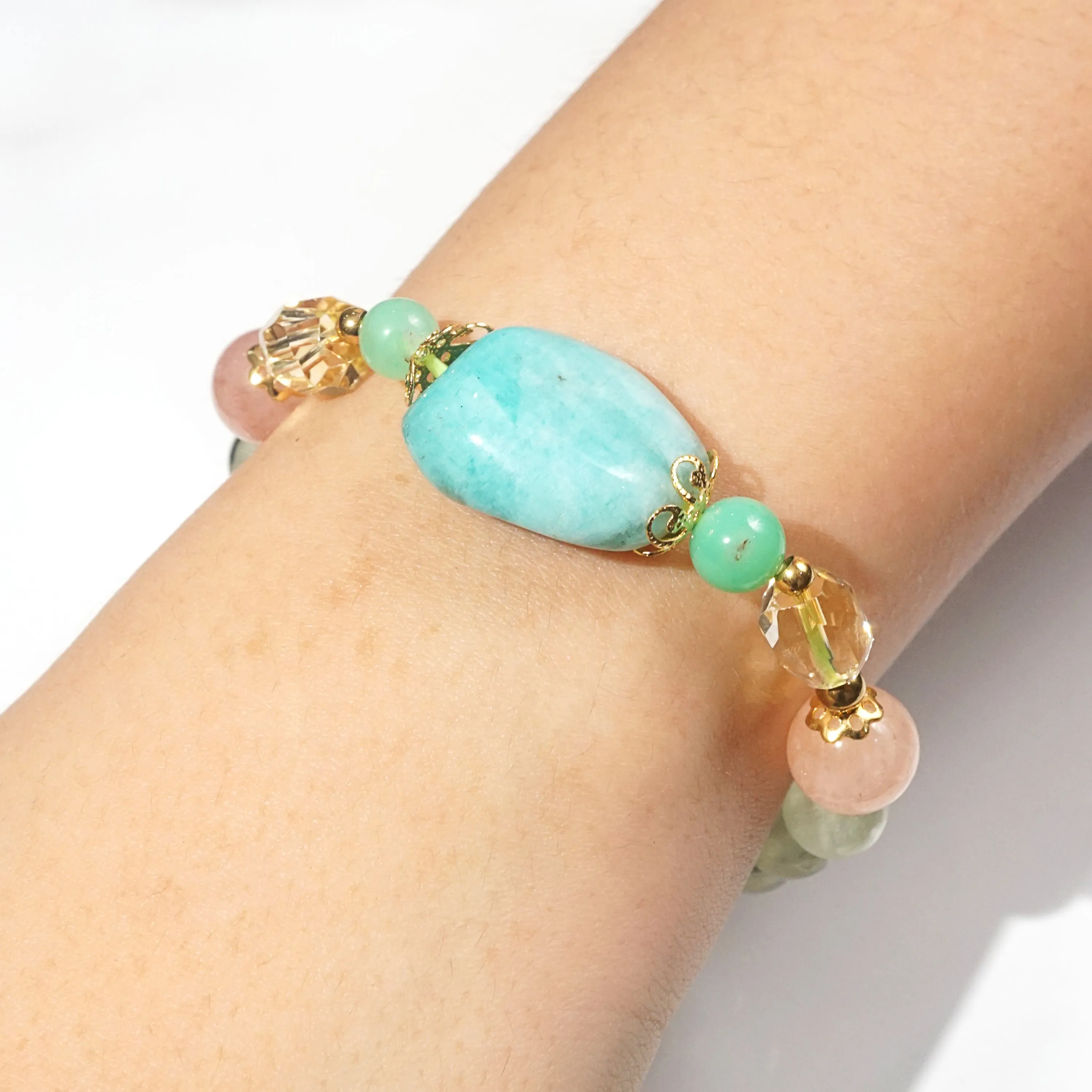Amazonite, Prehnite, Chrysoprase, Citrine, and Sunstone