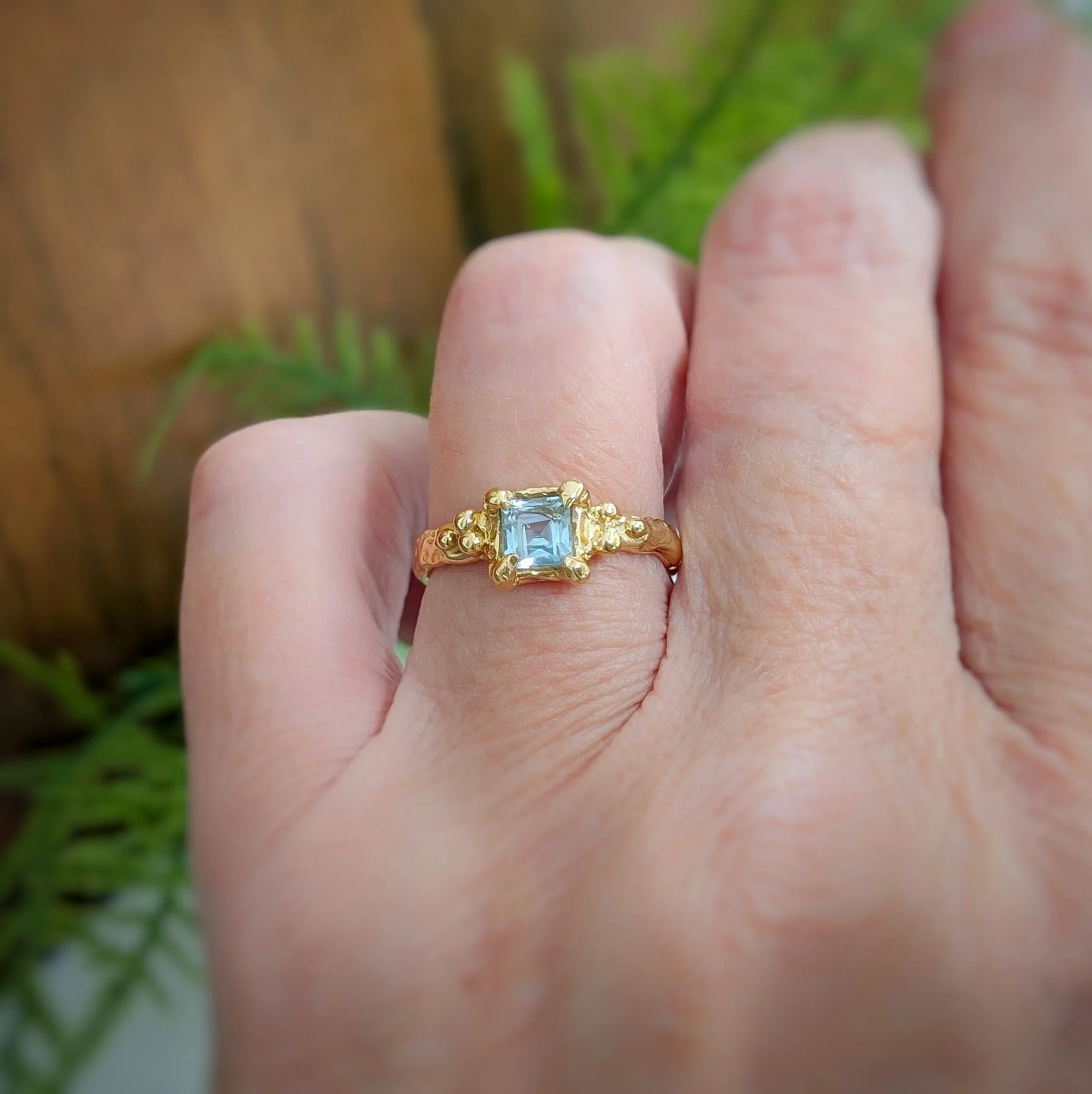 Blue Topaz Solid 14k Gold engagement ring