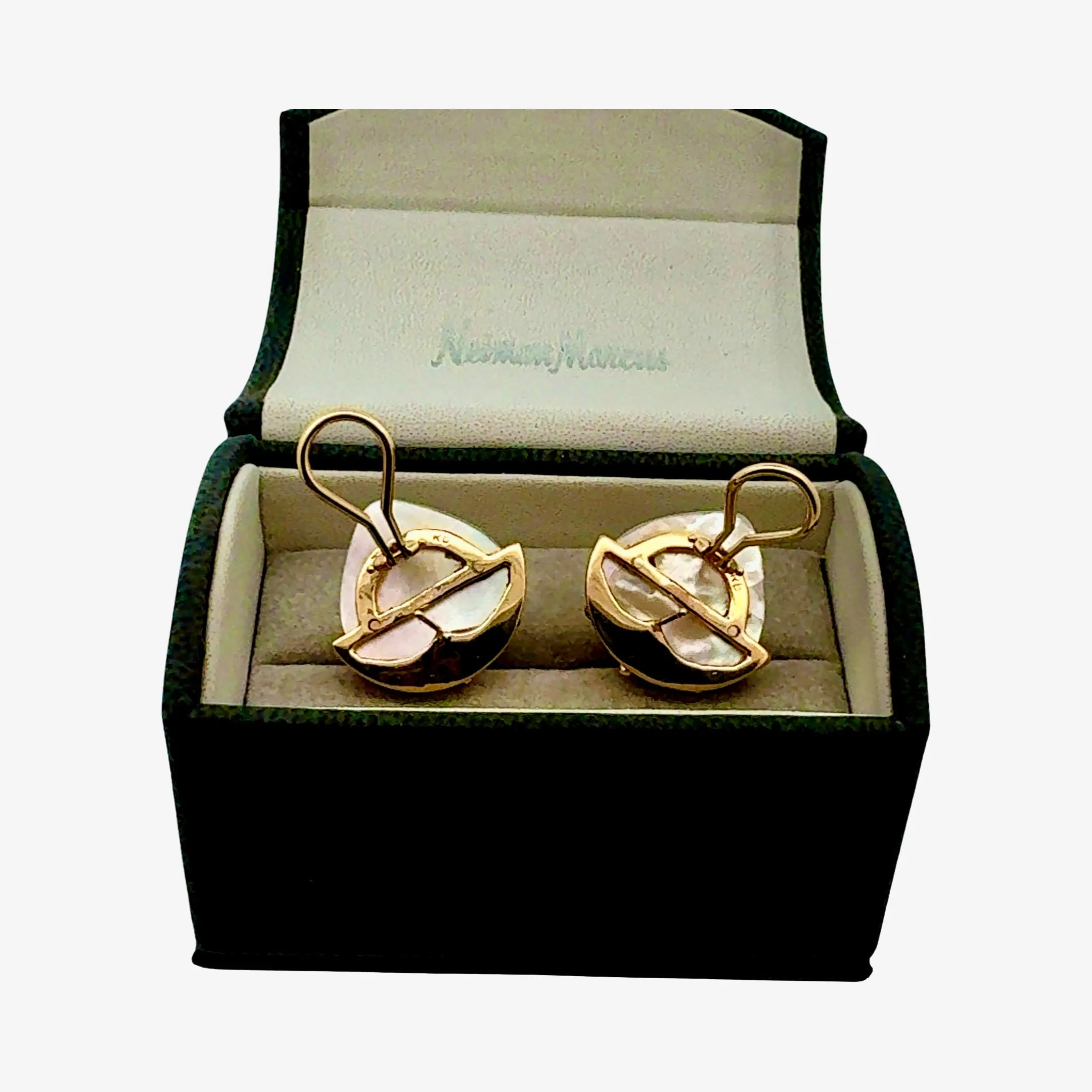 California Estate Etrusan Mabe Pearl & Emerald Earring 14579