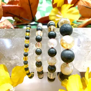 Citrine & Pyrite Round Bead Bracelet (Wealth and Money)