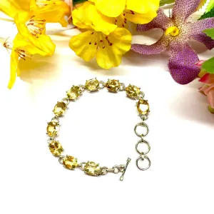 Citrine & Silver Linked Tennis Bracelet