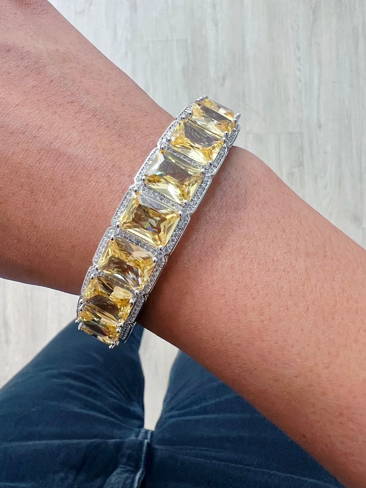 Citrine Gem Stone Diamond Setting Bangle