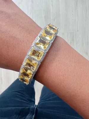 Citrine Gem Stone Diamond Setting Bangle