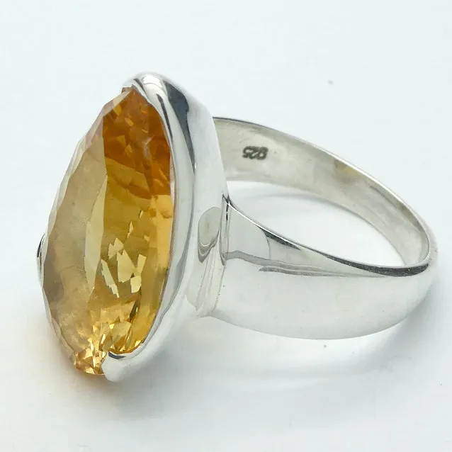 Citrine Ring, Faceted Teardrop, Special Cut, 925 Silver g5