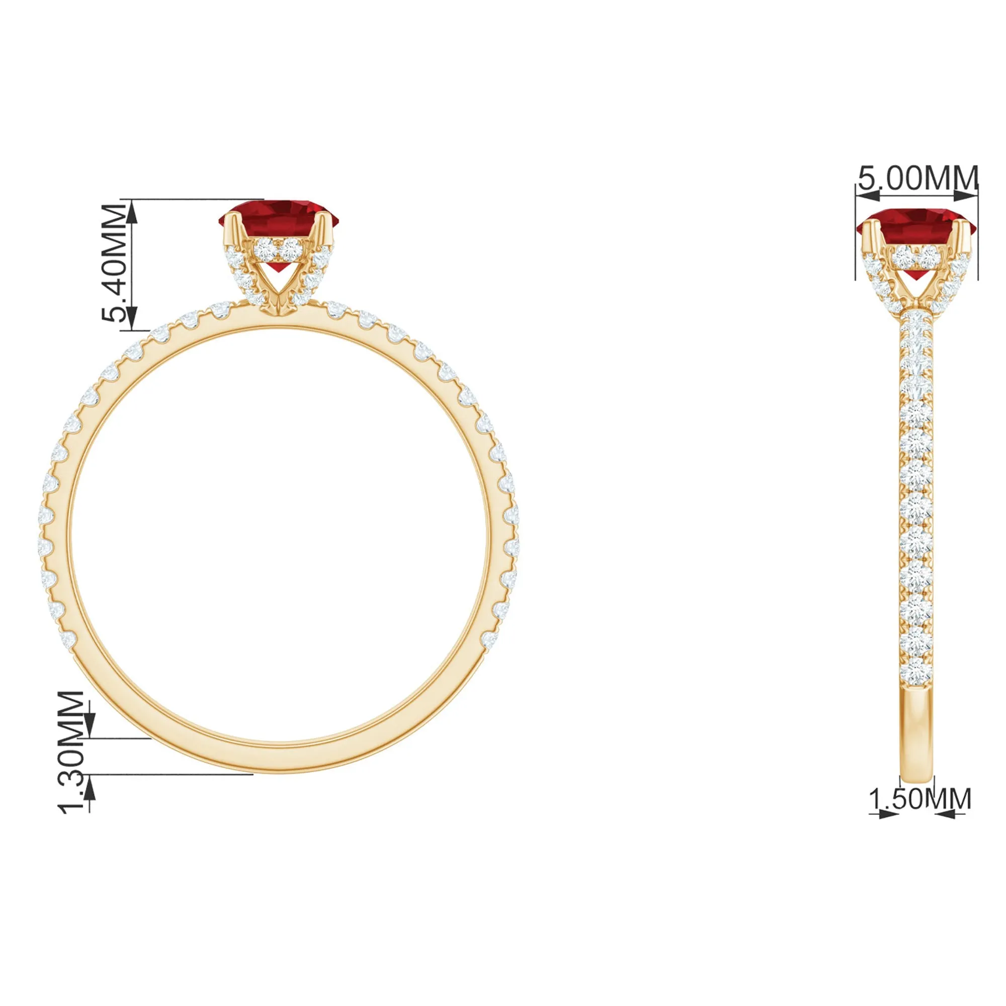 Created Ruby and Diamond Minimal Solitaire Engagement Ring