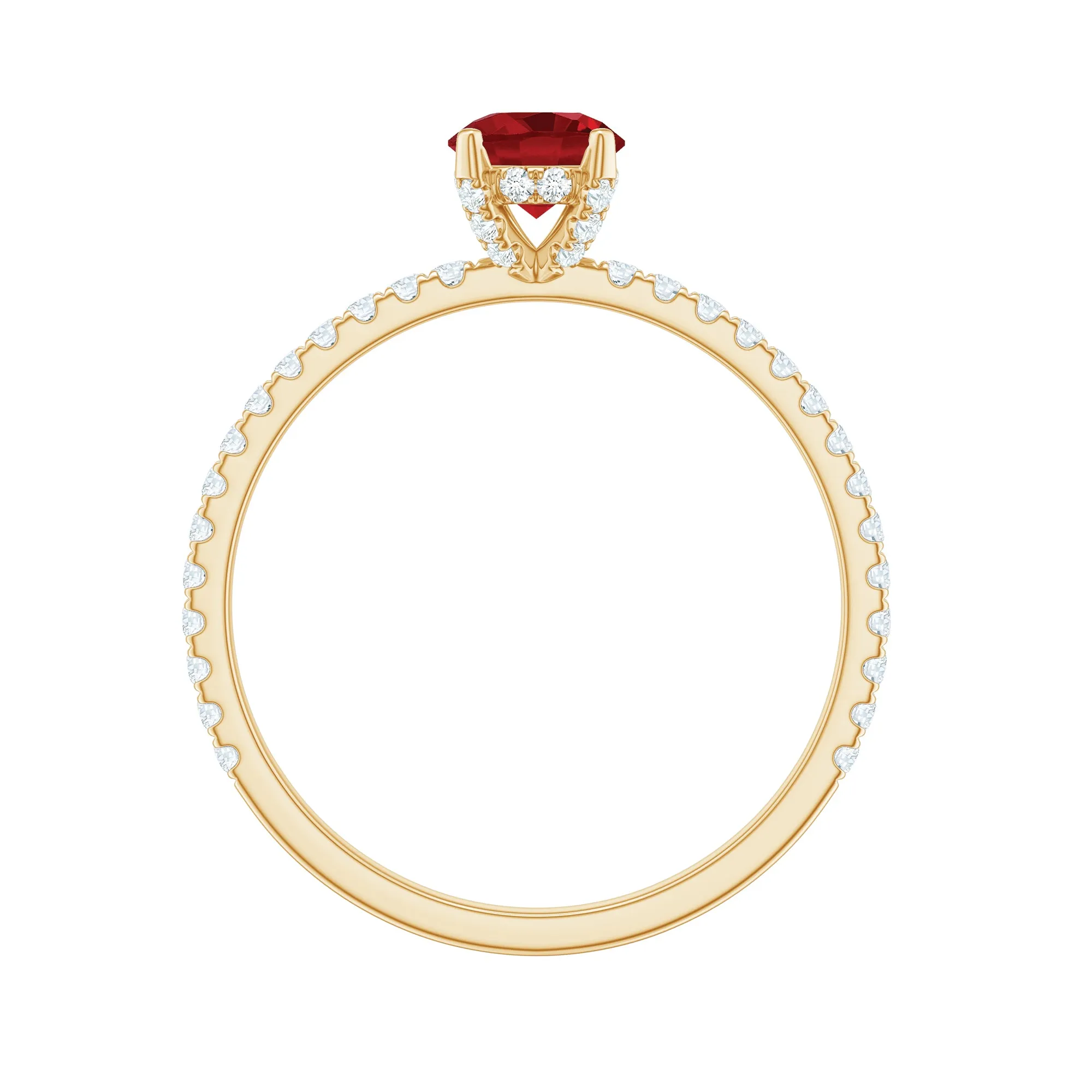 Created Ruby and Diamond Minimal Solitaire Engagement Ring