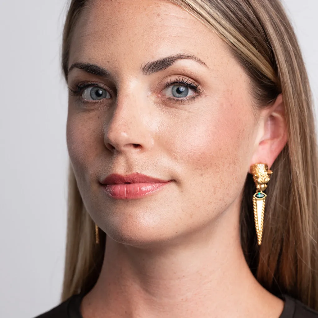 Crystal and Emerald Panther Pierced Earrings