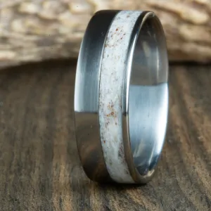 Deer antler and titanium ring