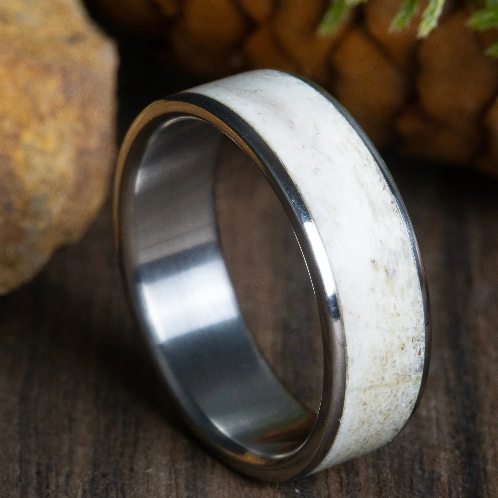 Deer antler inlay ring