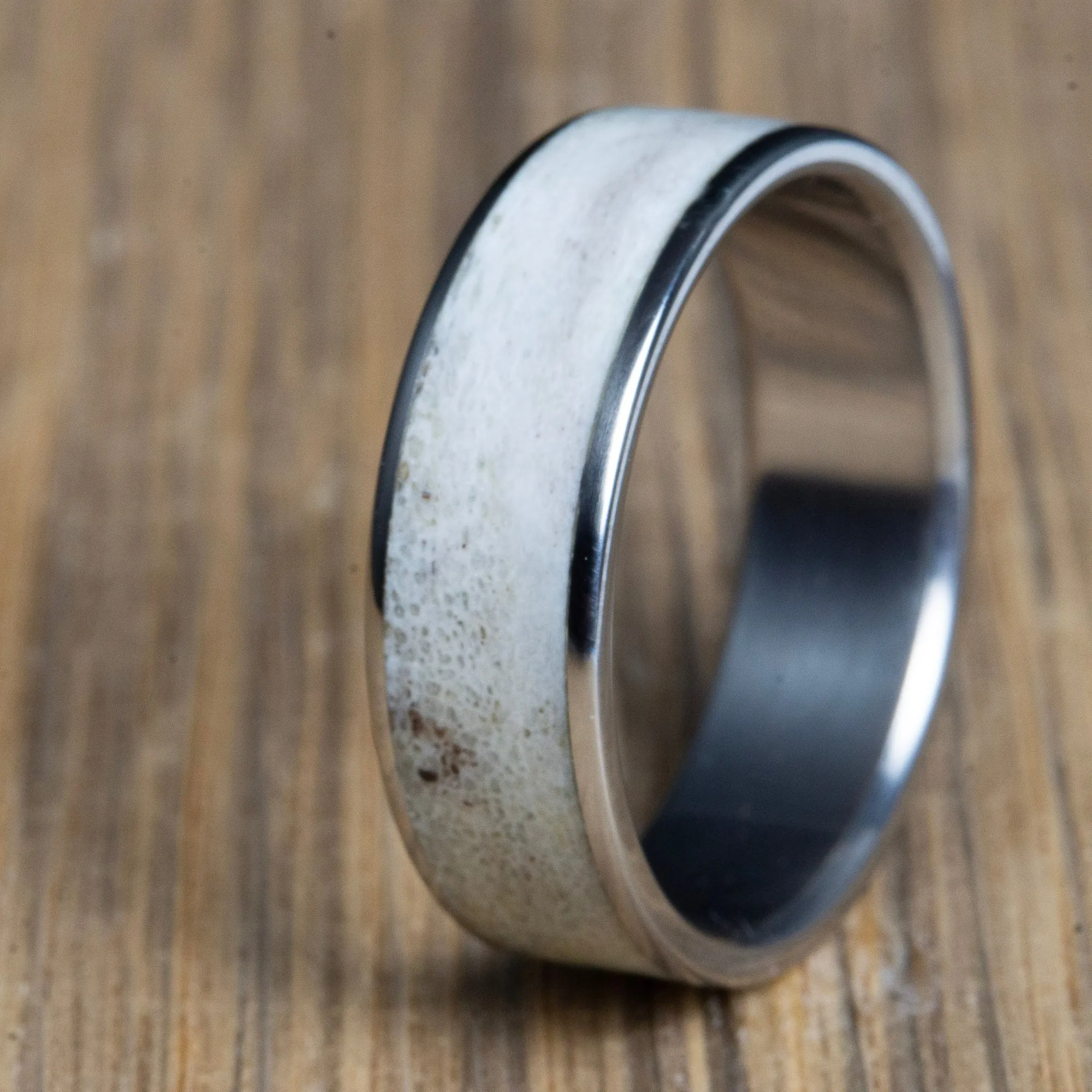 Deer antler inlay ring