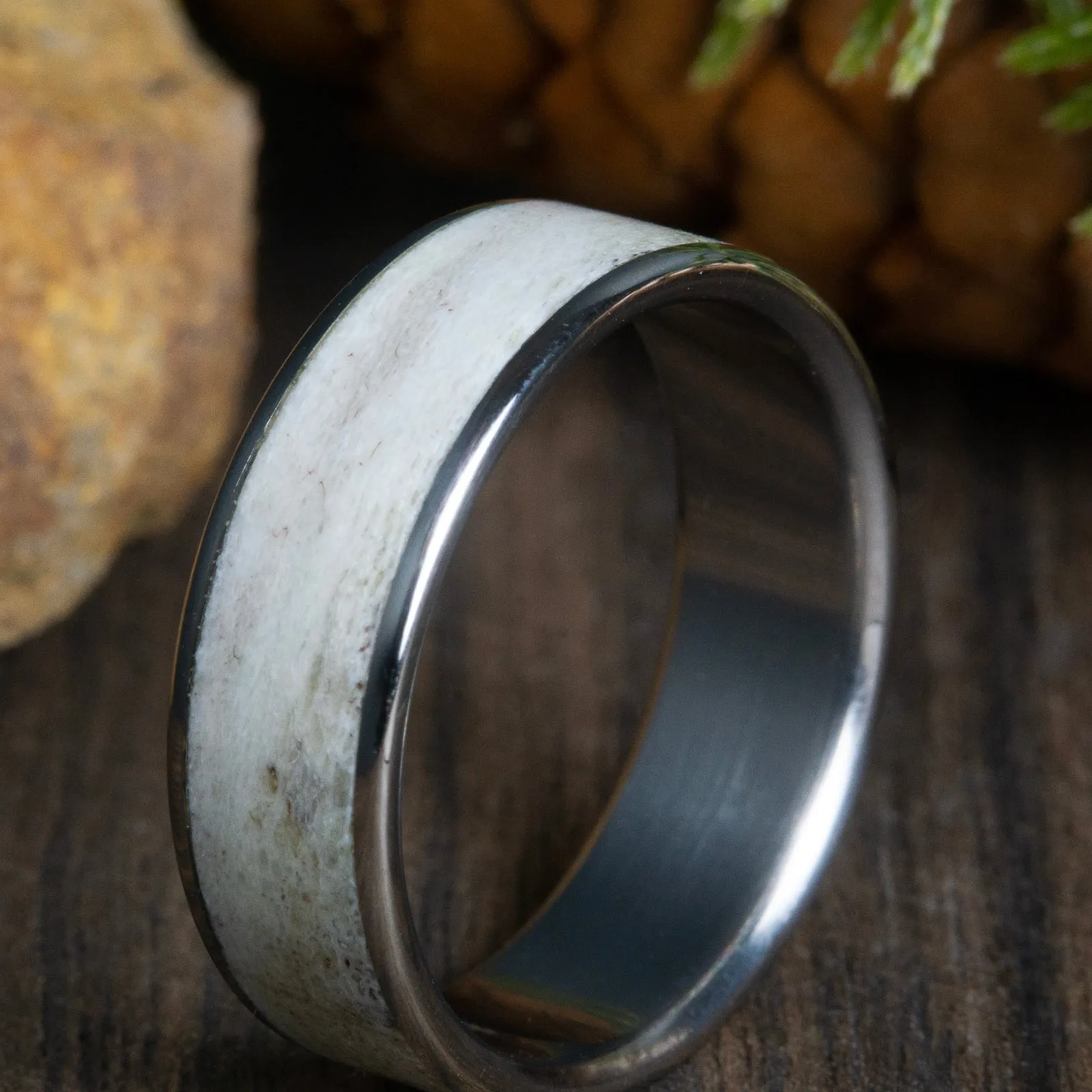 Deer antler inlay ring