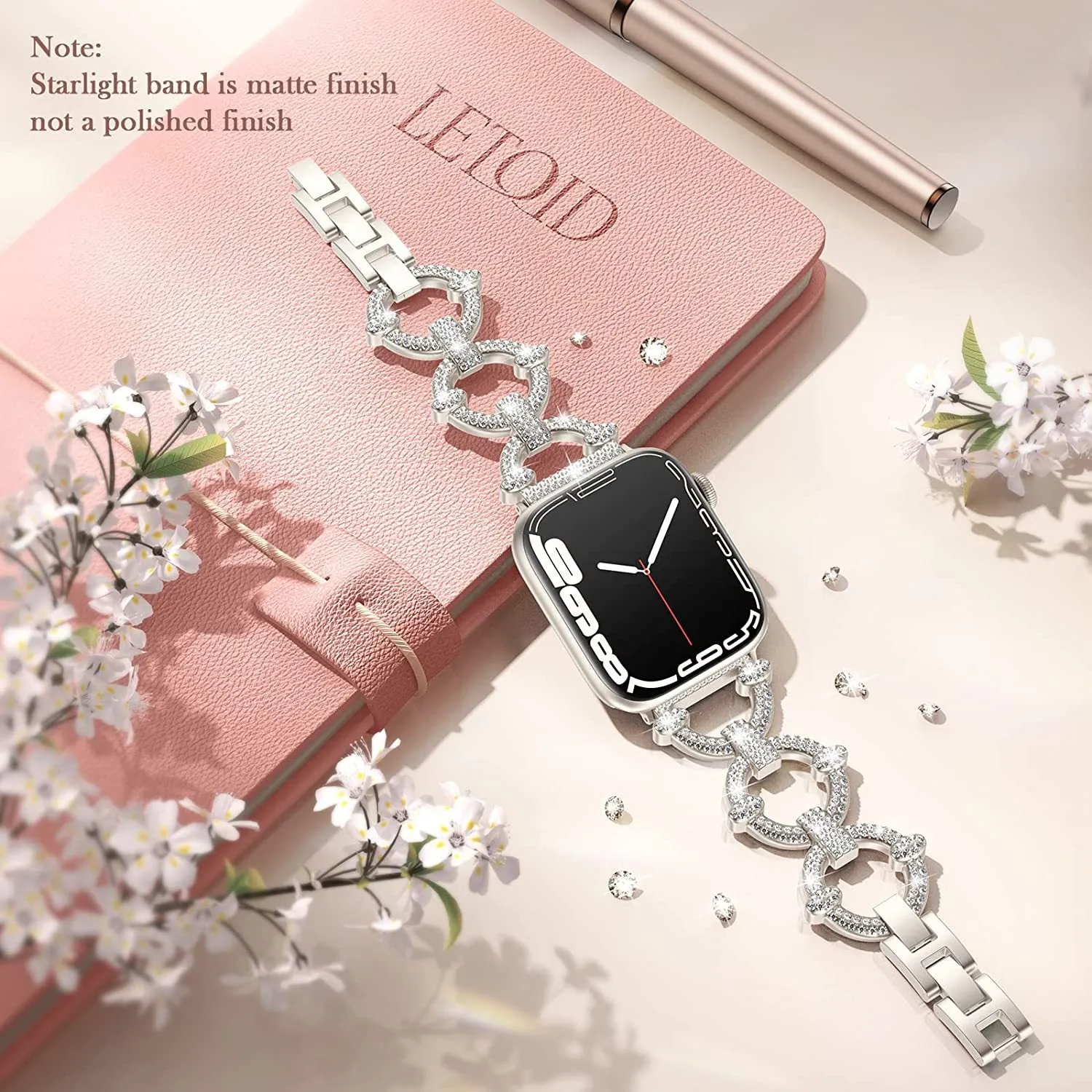 Diamond Metal Strap for Apple Watch Band Series 8 7  Butterfly Bracelet