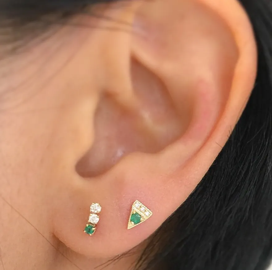Emerald Accent Stud (Single) (ready to ship option)*