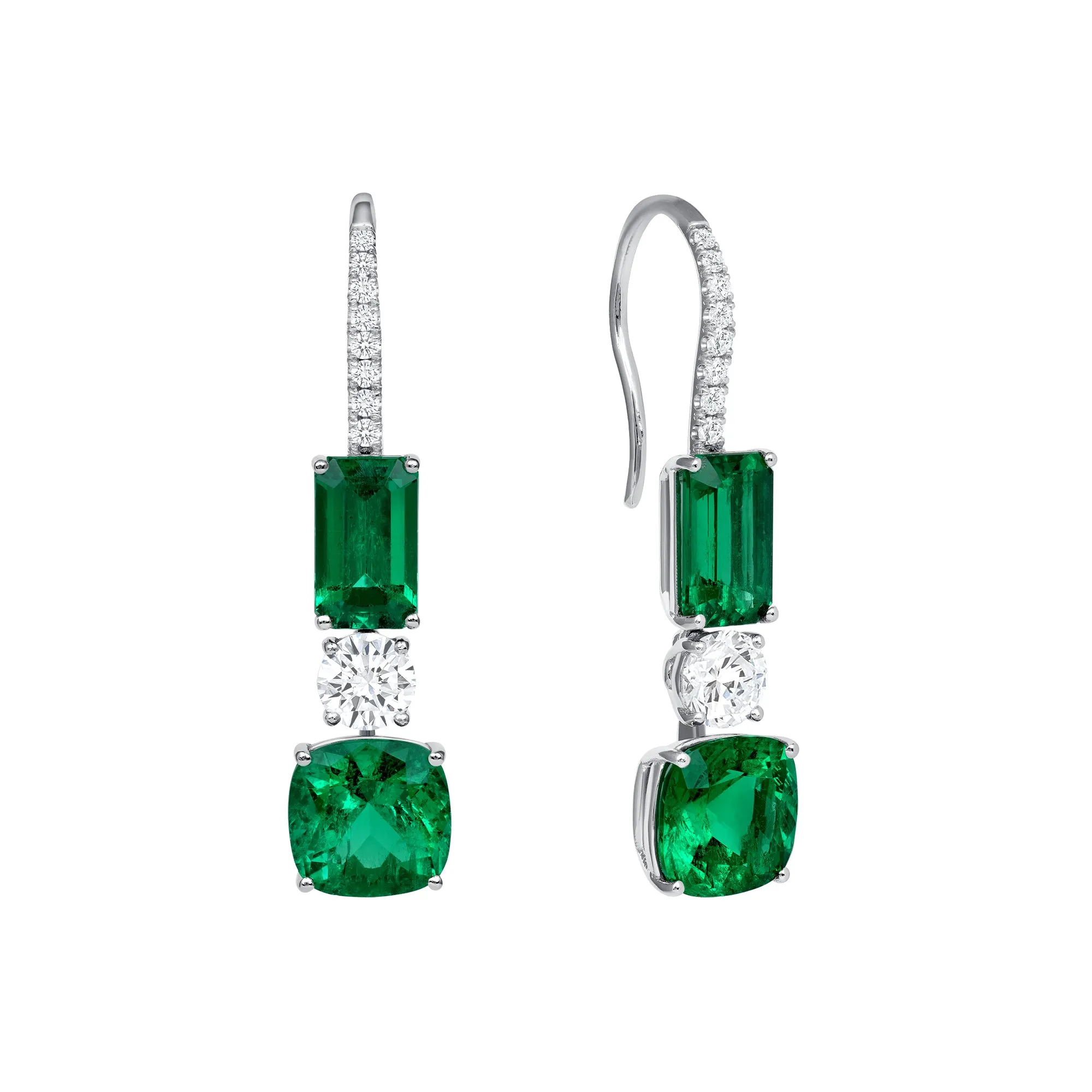 Emerald and Diamond Drop Earrings