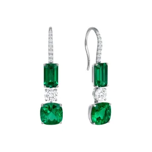 Emerald and Diamond Drop Earrings