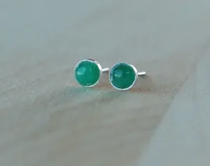 Emerald Bezel Gemstones, Small (Niobium or Titanium Post Earrings)