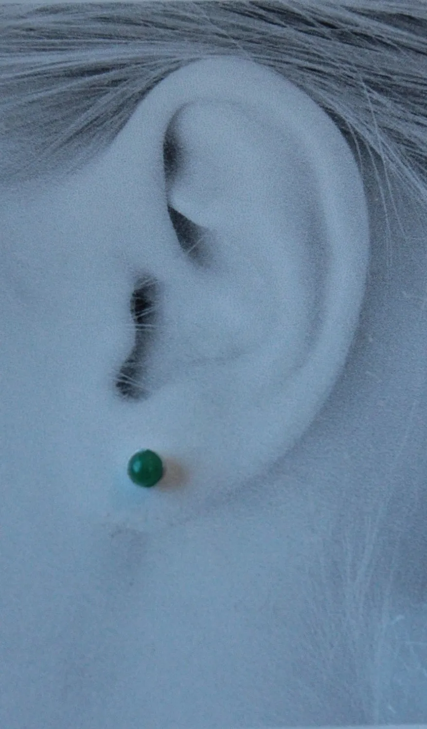 Emerald Bezel Gemstones, Small (Niobium or Titanium Post Earrings)