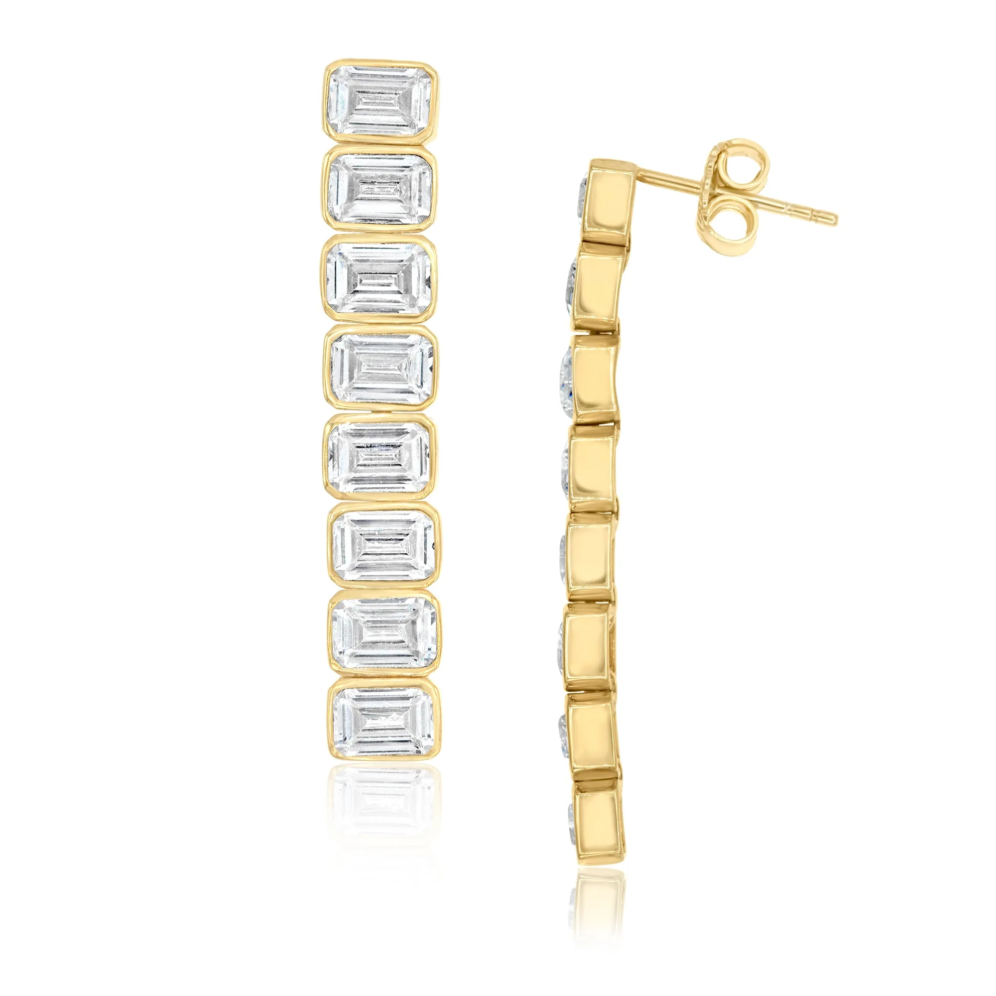 Emerald Bezel-Set Drop Earrings