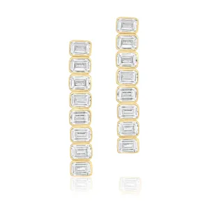 Emerald Bezel-Set Drop Earrings
