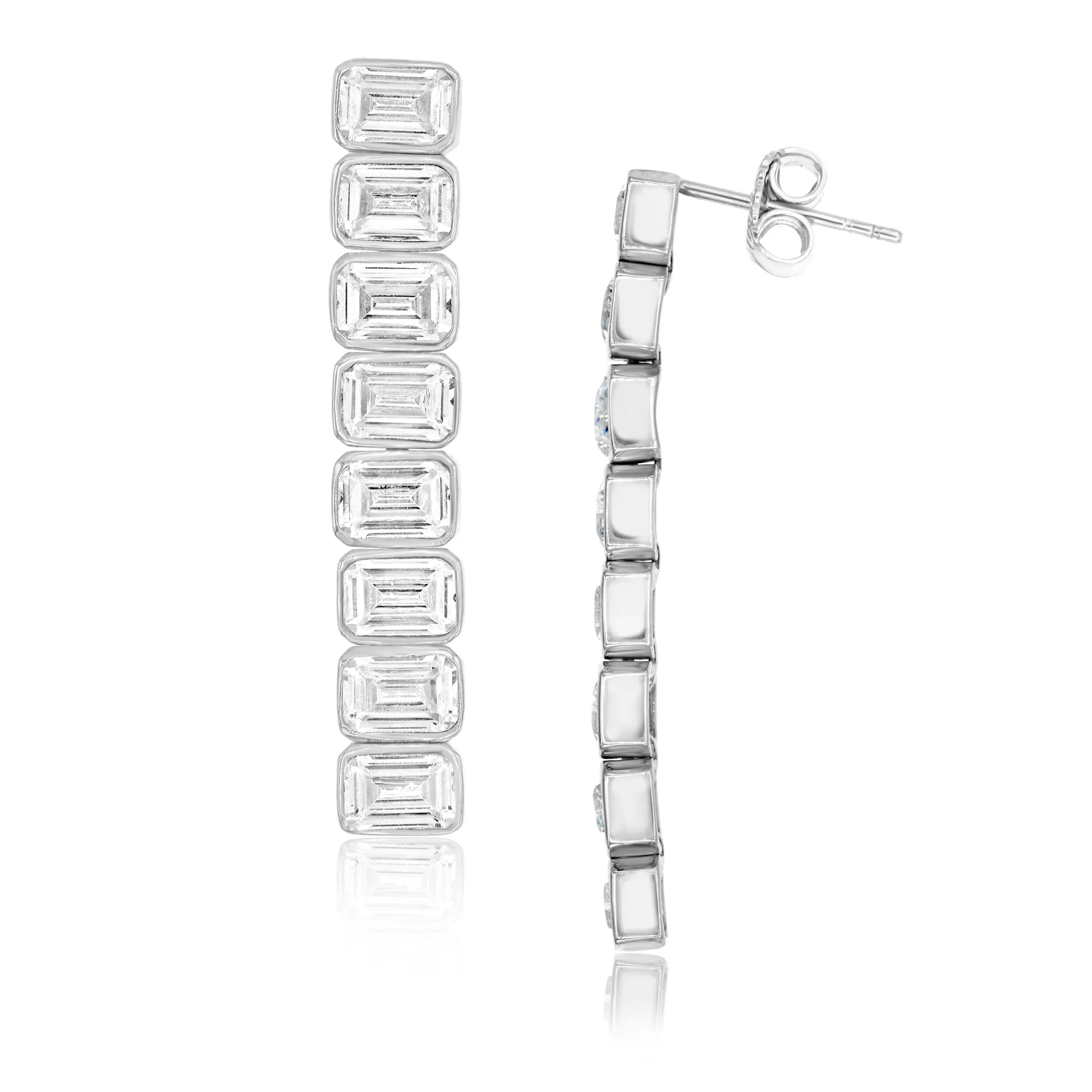 Emerald Bezel-Set Drop Earrings