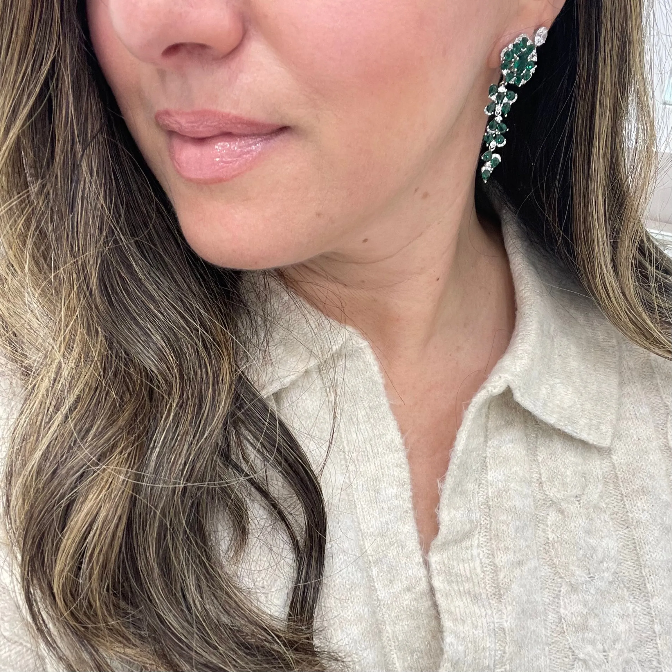 Emerald Flower Statement Earrings