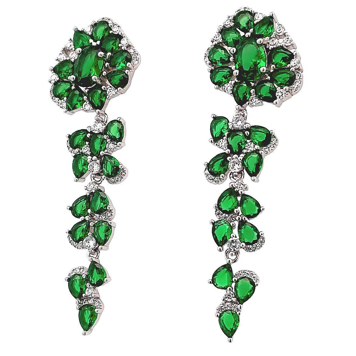 Emerald Flower Statement Earrings