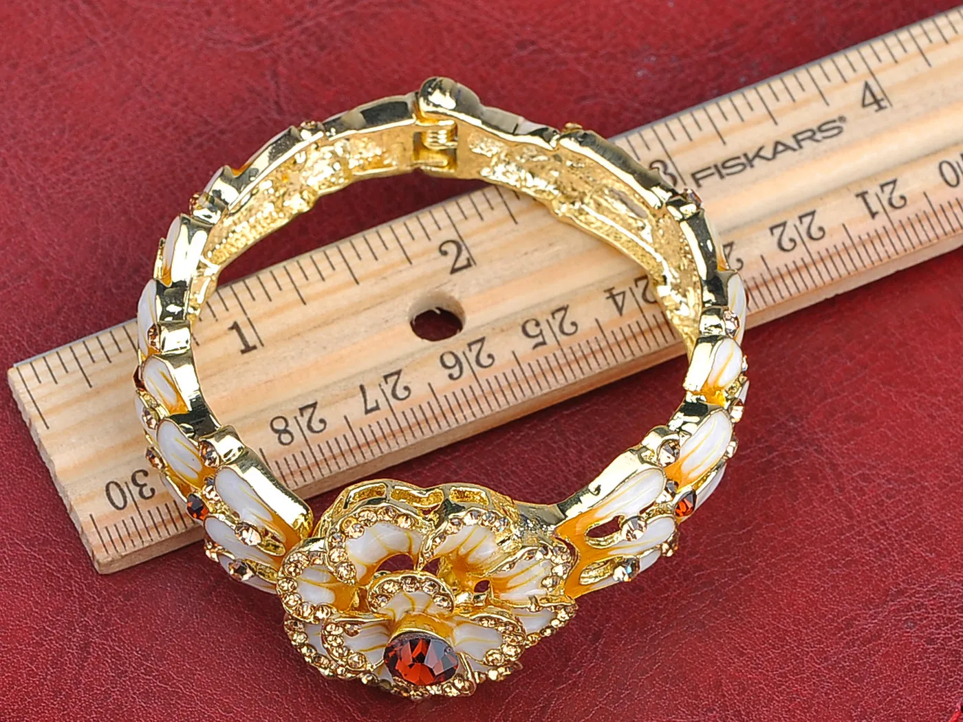 Enamel Painted Topaz Spring Flower Bracelet Bangle Cuff