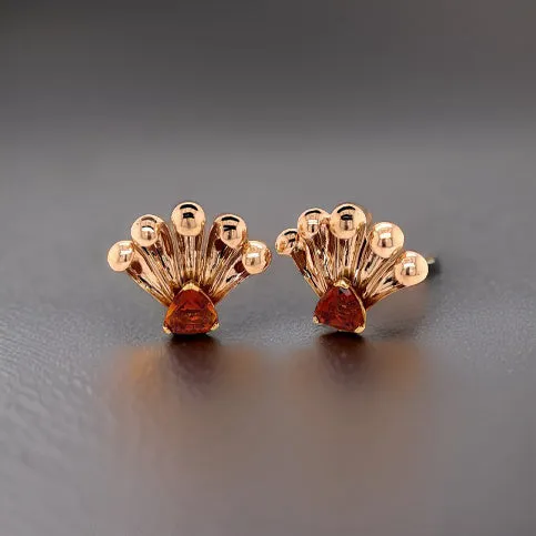 Estate Retro 4.20 cttw Citrine Fan Earrings 12270