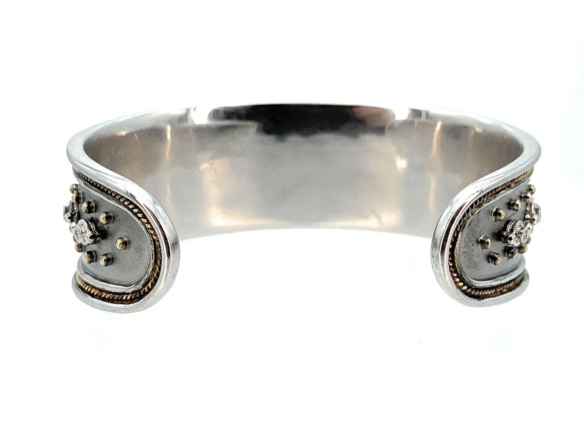 Fred Mak 18K YG, Sterling Silver, & Gemstone Cuff Bracelet & 2 Ring Jewelry Set