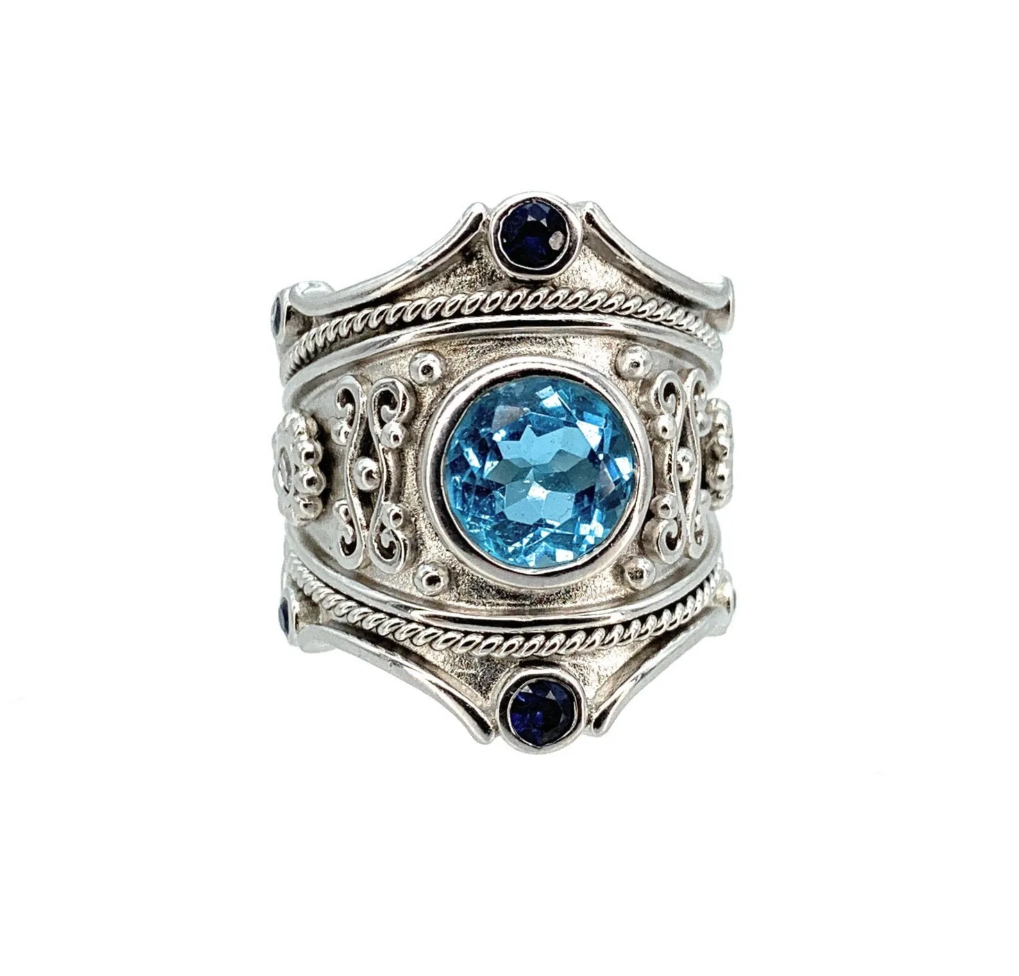 Fred Mak 18K YG, Sterling Silver, & Gemstone Cuff Bracelet & 2 Ring Jewelry Set