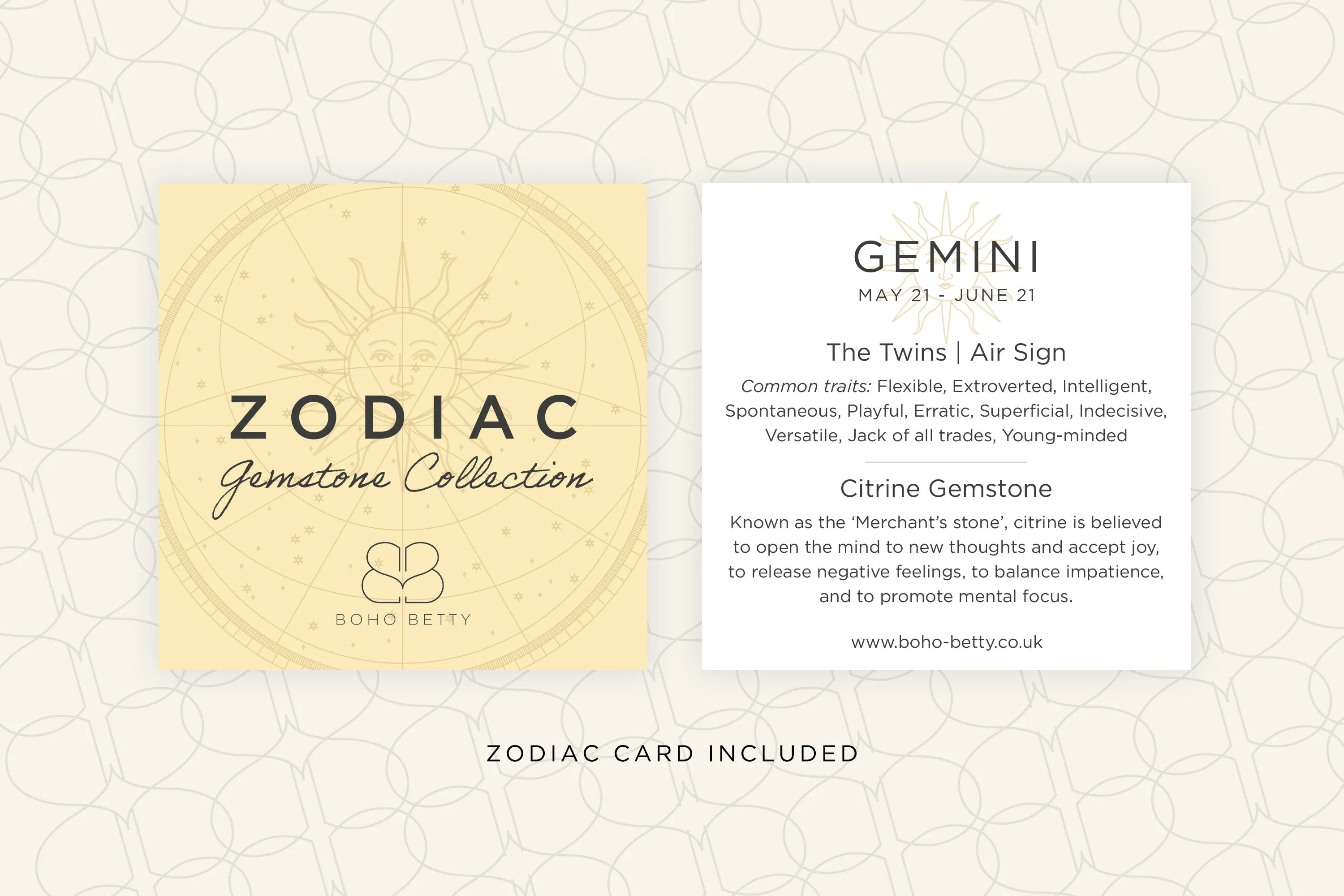 Gemini Zodiac Gemstone Silver Bracelet