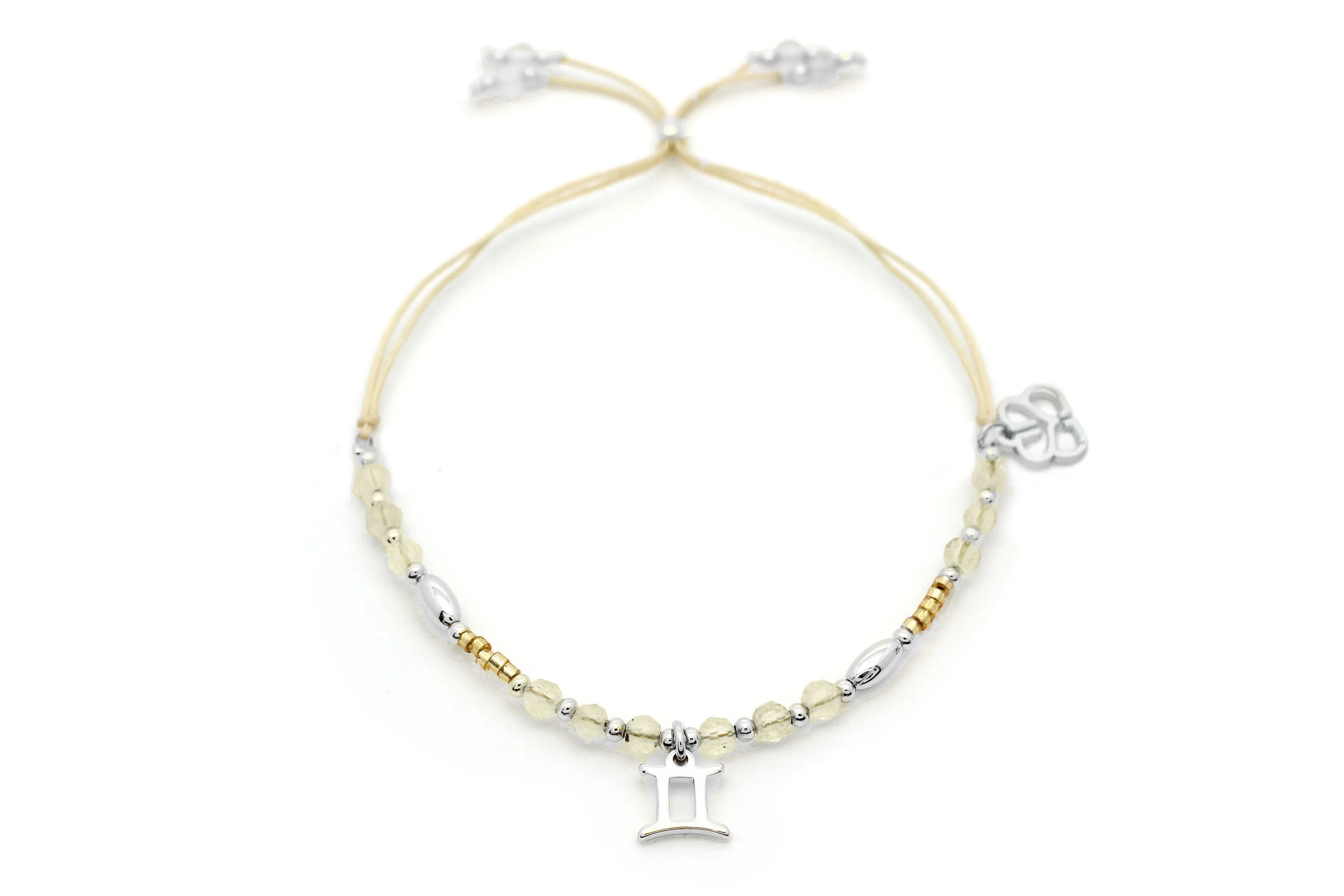 Gemini Zodiac Gemstone Silver Bracelet