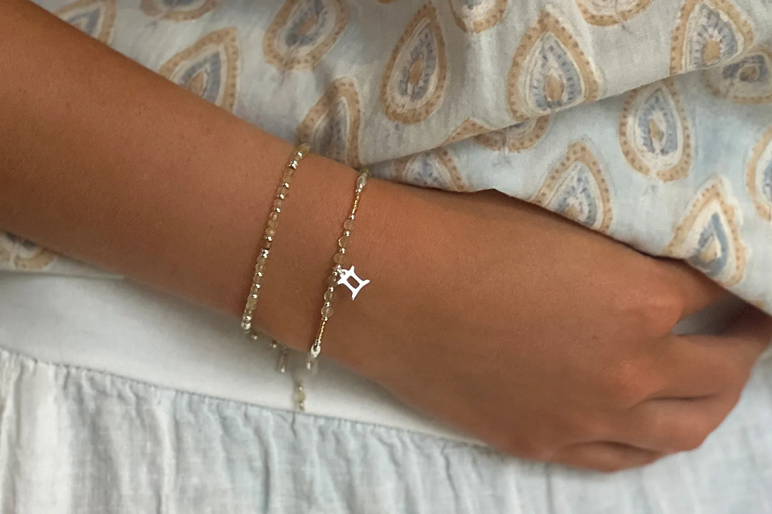 Gemini Zodiac Gemstone Silver Bracelet