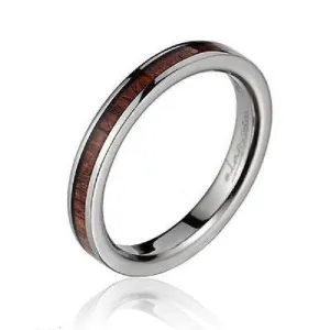 GENUINE INLAY HAWAIIAN KOA WOOD WEDDING BAND RING TITANIUM 3MM (KOA-7)