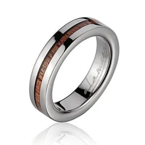 GENUINE INLAY HAWAIIAN KOA WOOD WEDDING BAND RING TITANIUM 4MM (KOA-11)