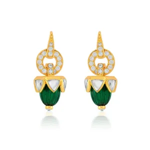 Inayat CZ Hydro Emerald & Mirror Shimmering Earrings